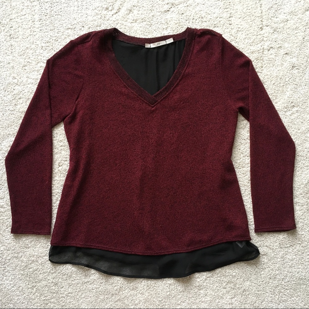 Split Back Layered Sweater with Black Lining